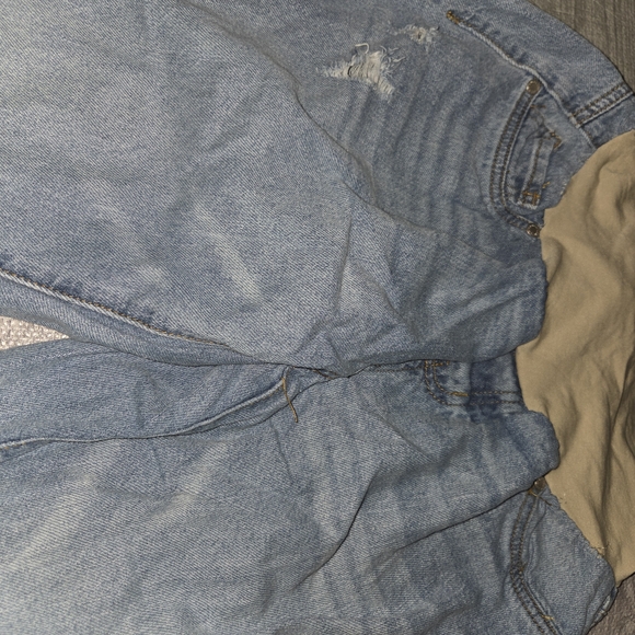 Haute Mama Womens Maternity Stylish Distressed Blue Cropped Jeans EUC XL - Picture 5 of 14